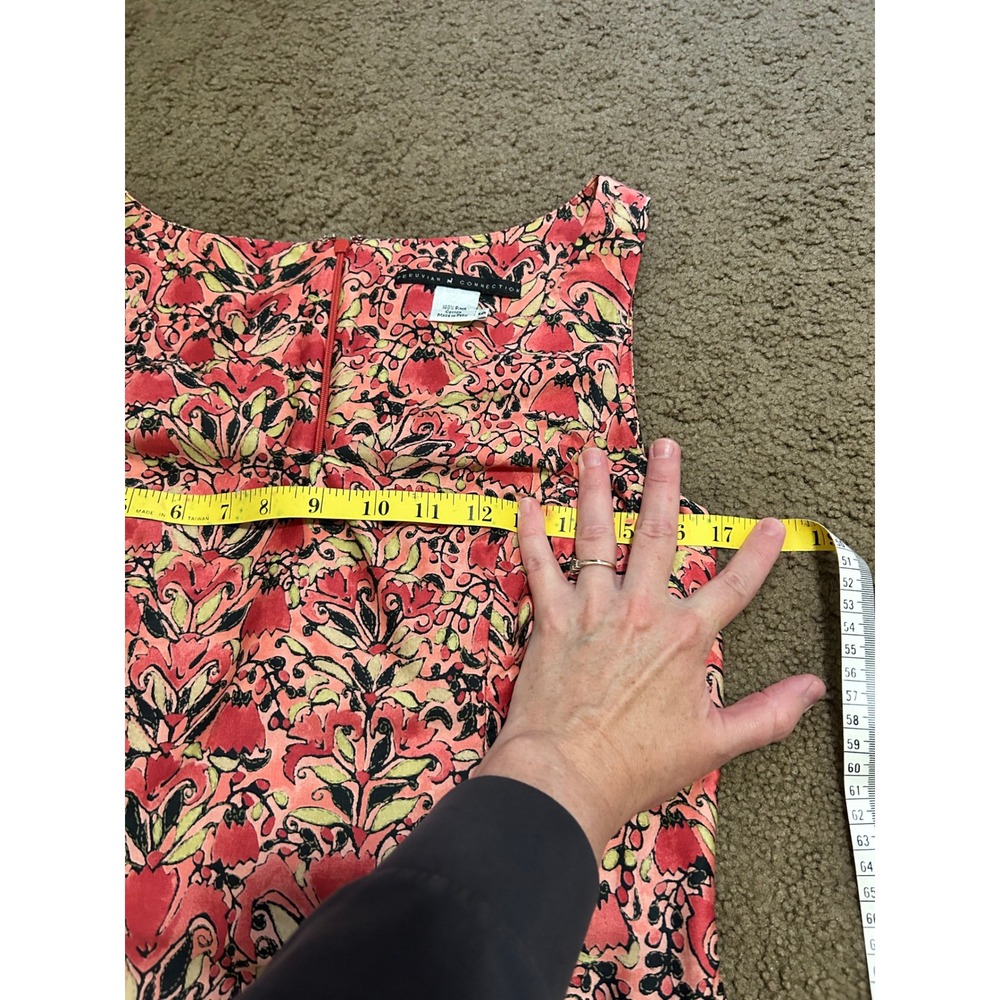Peruvian Connection Pink Orange Floral Pima Cotton Sheath Dress Size 6 - Picture 8 of 8